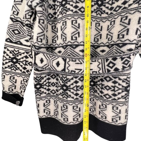 Veronica Beard Wool Sweater Jacket Shawl Collar Belt Aztec Tribal Jacquard Large - Picture 16 of 16